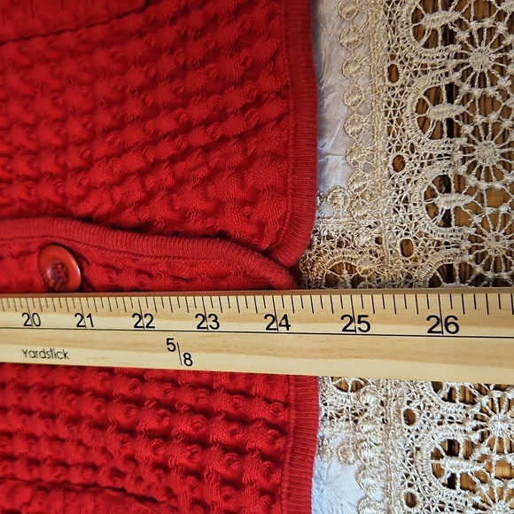 Vintage Cindy Bai Thick Waffle Knit Button- Up Cardigan With Front Pockets - Picture 7 of 11